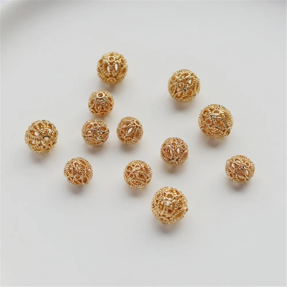 1pcs 14K Gold-coated Flower Beads, Hydrangea Hollow Bead, Bracelet Necklace, DIY Accessories, 10mm