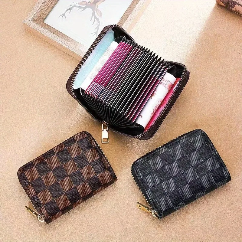 

1 pcs Vintage Men's Zipper Small Card Holder Stylish Stitching Multi Card Slo Card Wallet Boy's Organizer Household Storage Bag