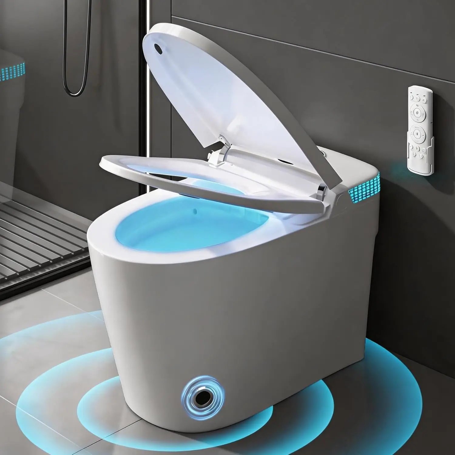 

Smart Toilet with Built-In Bidet, Heated Seat & Child Mode, Multiple Flushing Modes, Self-Cleaning Nozzle &, Customized