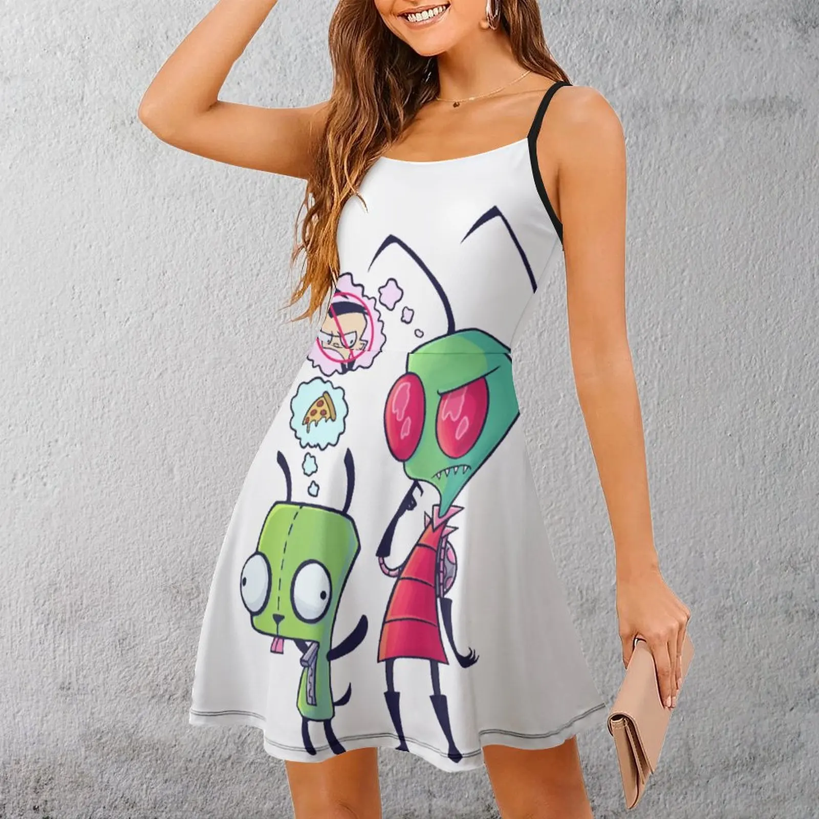 

Sendirian Invader Zim Karangkok Премиум Essential для женского платья на бретельках с графическим рисунком крутая экзотическая женская одежда забавная новинка Coc