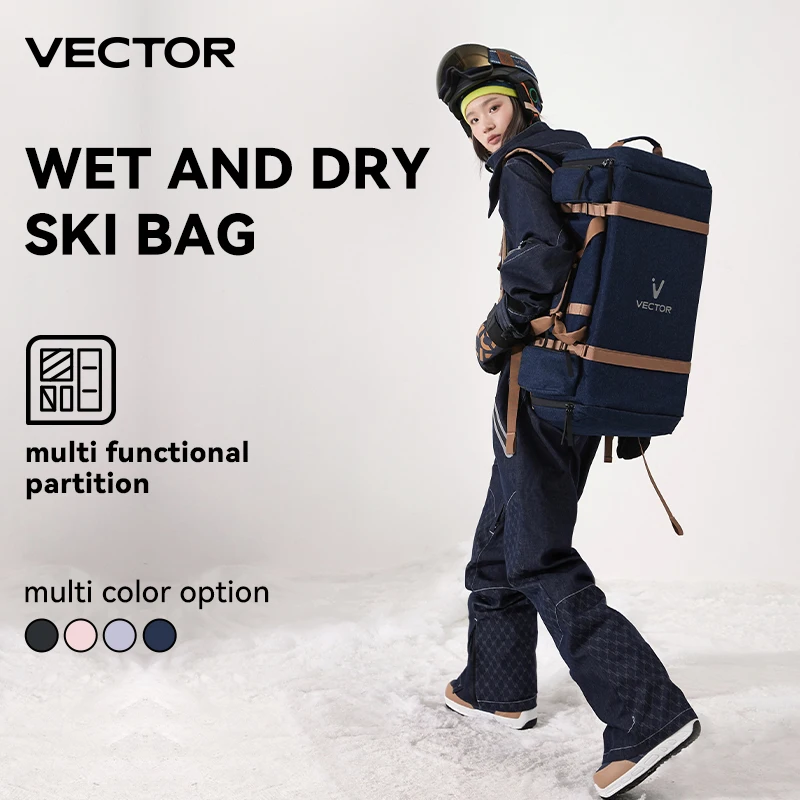 VECTOR Ski Backpack Snowboard Bag 55L Large Capacity Waterproof Ski Boots Bag Adjustable Waterproof Snowboard Backpack