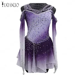 Figure Skating Dress Women's Girls' Ice Skating Dress Outfits Back Cross Mesh Spandex High Elasticity Training Competition Skati