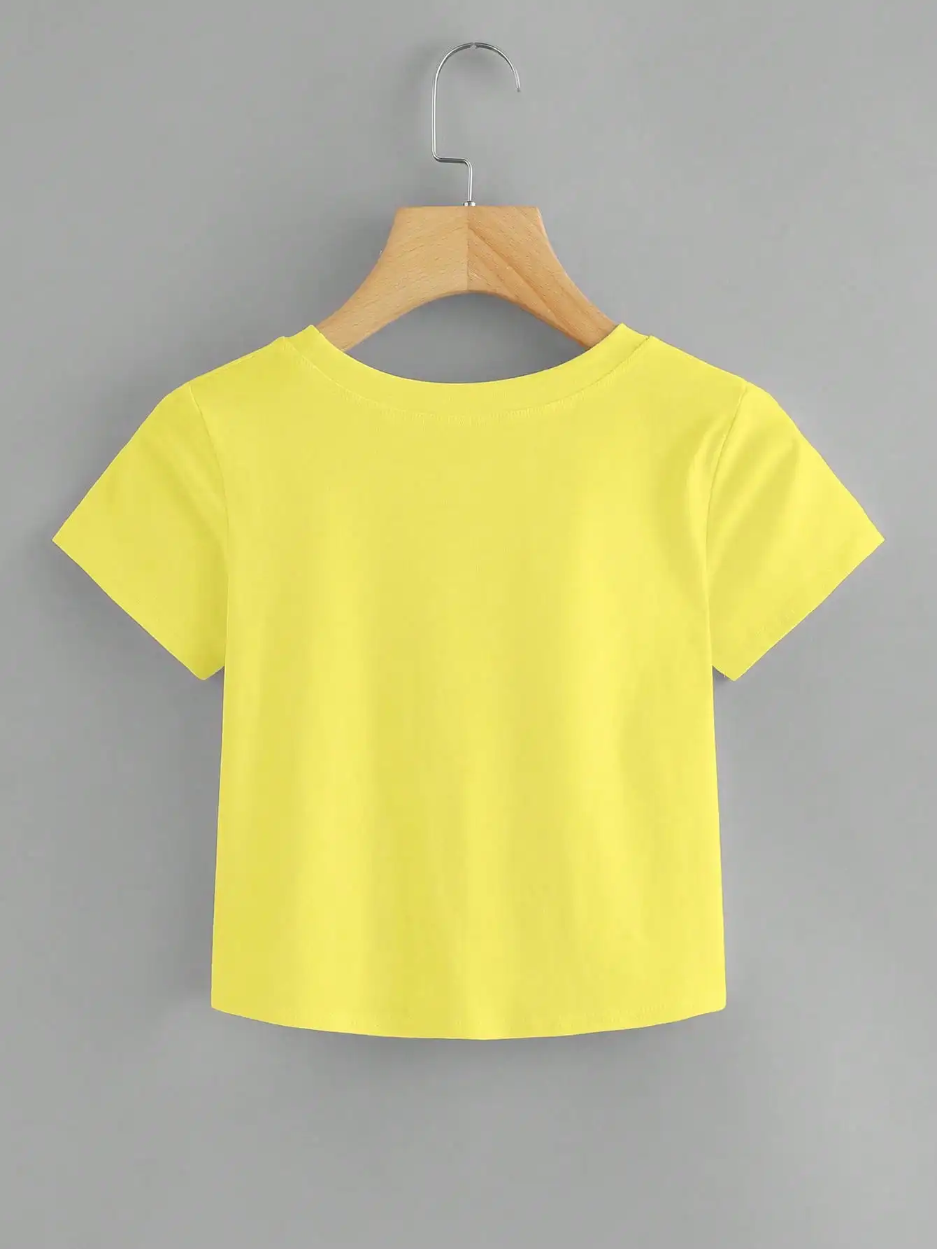 Women Solid Color Front Twist Knot Crop T‑Shirt Crew Neck Short Sleeve Casual Summer Cropped Tops