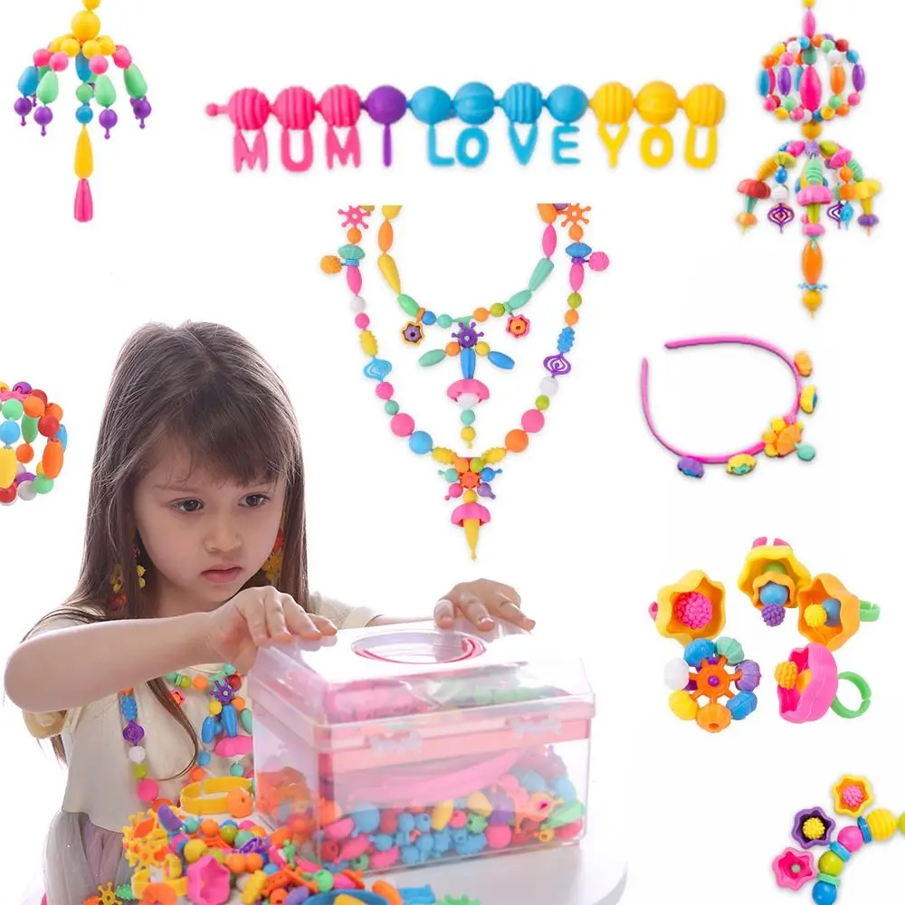 

500pcs DIY Jewelry Kit Pop Beads Snap Bead Large Particles Princess Bracelet Making Kit Colourful Cordless Beading DIY Pop Bead