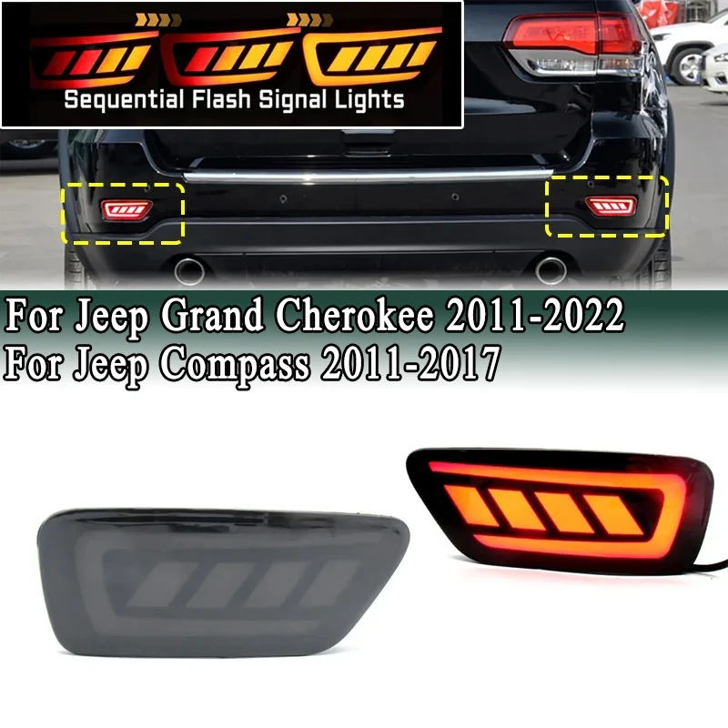 

Светодиодный задний фонарь для Jeep Grand Cherokee 2011-2022, отражатели заднего бампера, стоп-сигнал поворота для Jeep Compass 2011-2017
