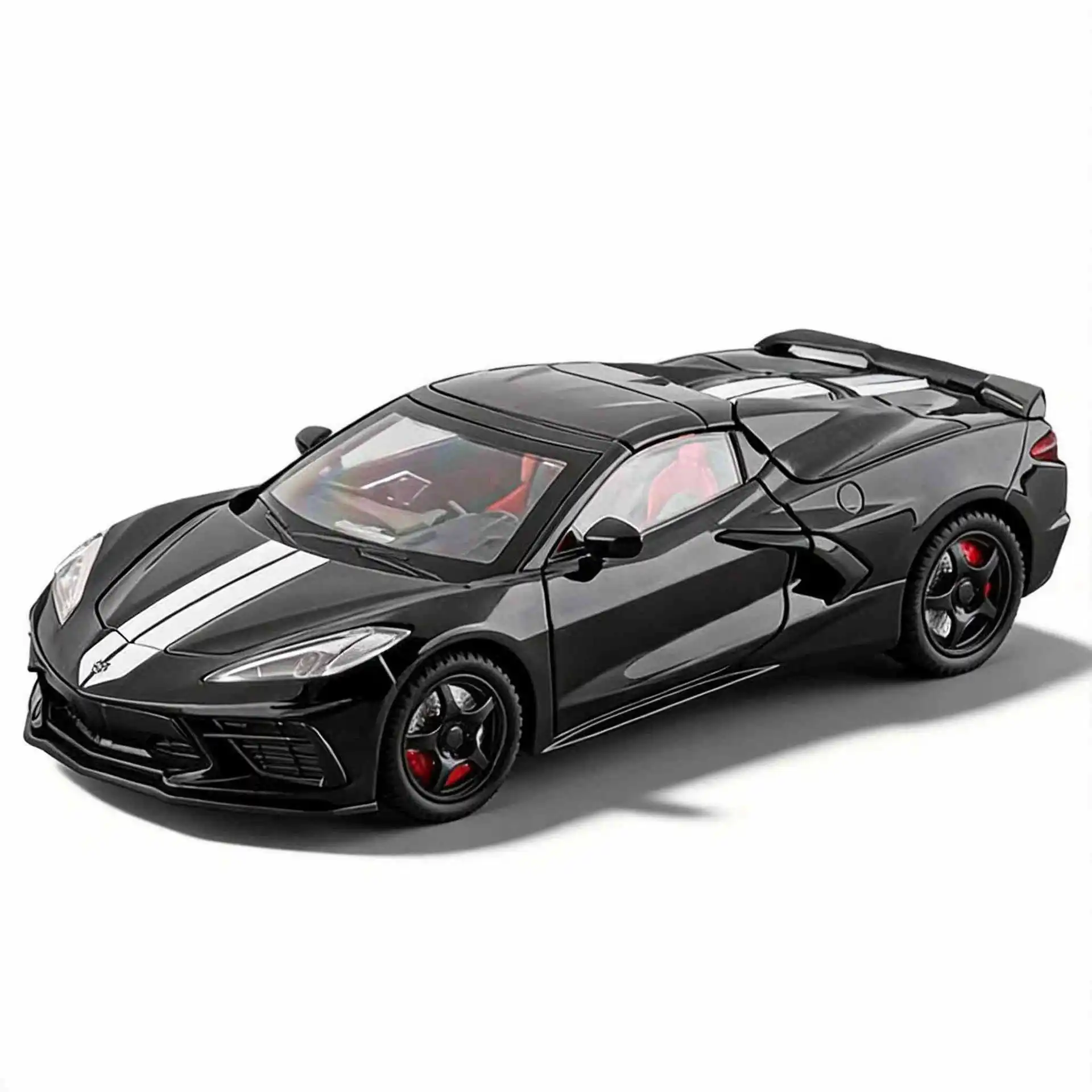 

Модель автомобиля Corvette Stingray Coupe C8 Supercar из сплава, масштаб 1:22, со звуком и светом, с функцией отката назад, детская игрушка, коллекционная модель, подарок на день рождения