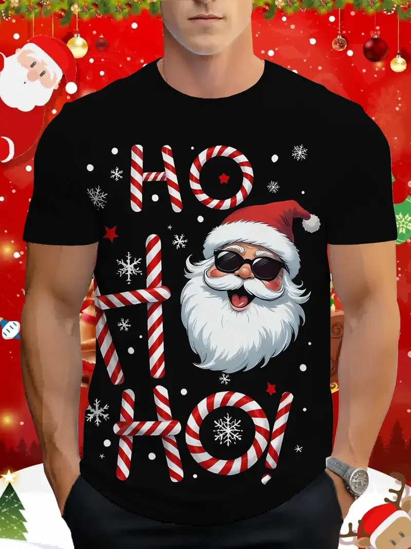 Men's Sports Jersey Santa Claus Christmas Short Sleeve T-Shirt Summer Graphic Tee Women's Sport T-Shirt Tops Merry Christmas