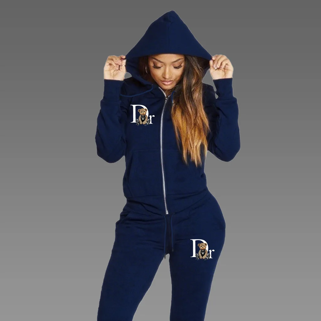 2025 Women Sets Zipper Cardigan Hoodie Sweatpant 2-piece Designer Clothes Fashion Jogging Clothing Chandals Famale Sports Suit - Image 4