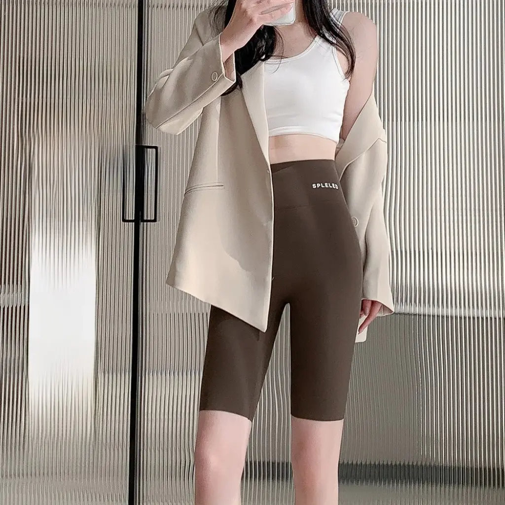 

Shark Pants for Women High-Waist Tummy Control Yoga Cycling Tight Summer Thin Anti-Exposure Bottoming Shorts Outer Wear