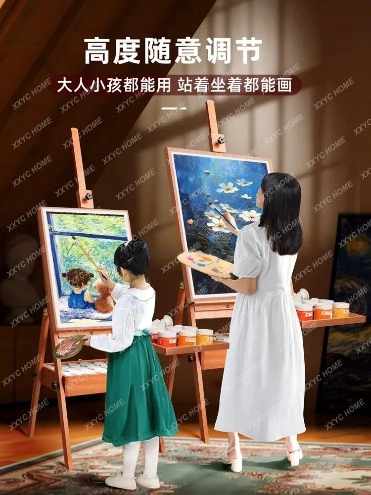 QQfor Art Students Only Stand Beech Painting Easel Solid Wood Sketch Display Stand Foldable