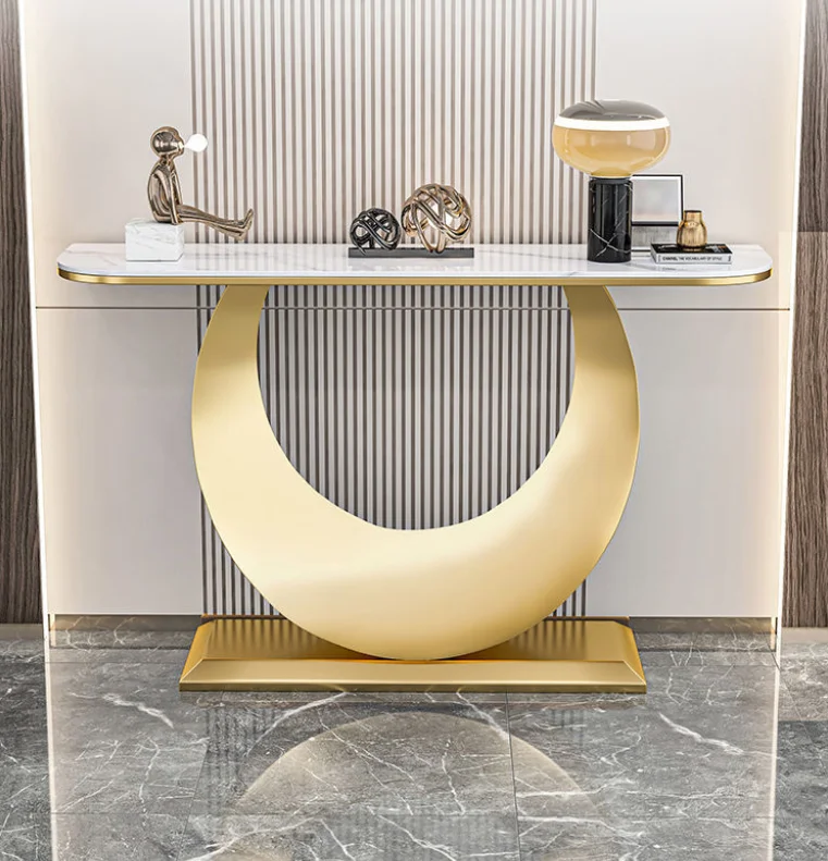 Living Room Newest Luxury Gold Corridor Console Table Modern Nordic Design Stainless Steel Entrance Entrance Console Table