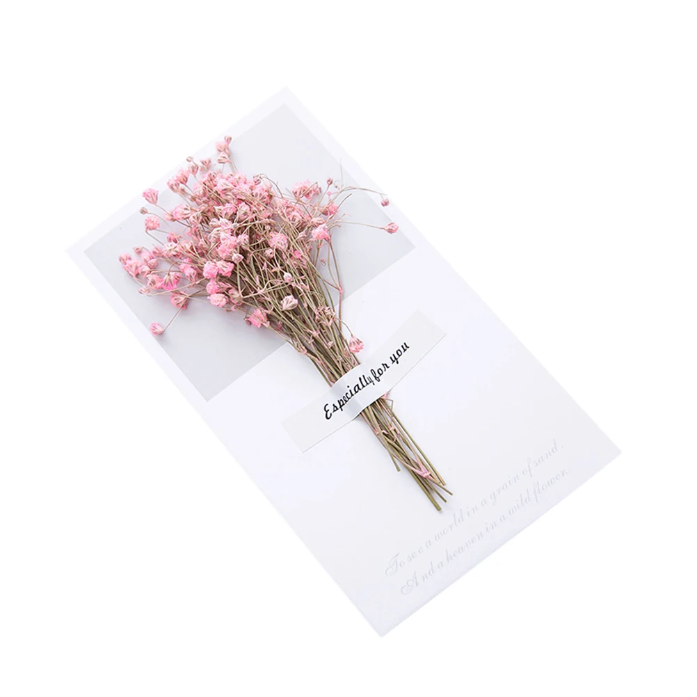 

6pcs Folding Greeting Card Dried Flower Decorated Invitation Handmade Creative Design Birthday Wedding Anniversary Card
