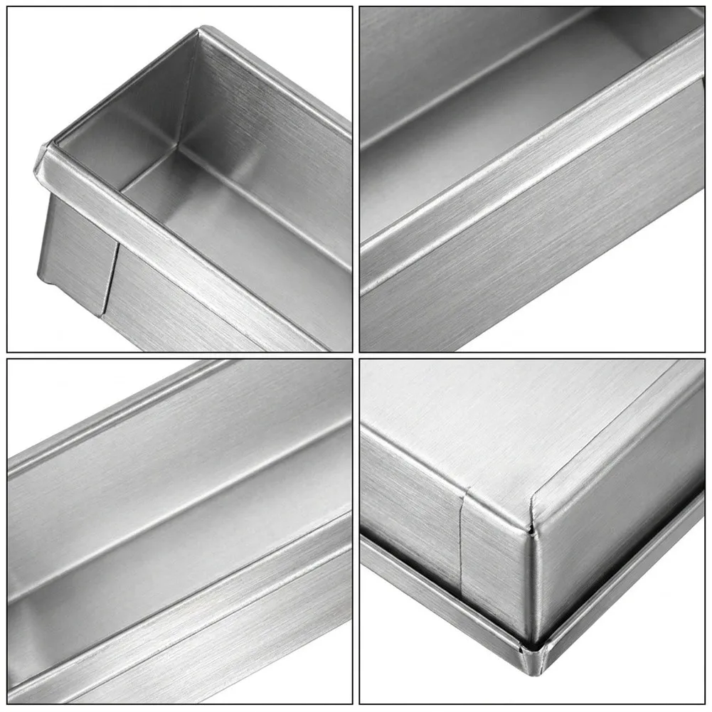 Stainless Steel Rectangular Measuring Tray With Lid For Picnic And Baking, Graduated Cake Box 40cm, Food Storage Box