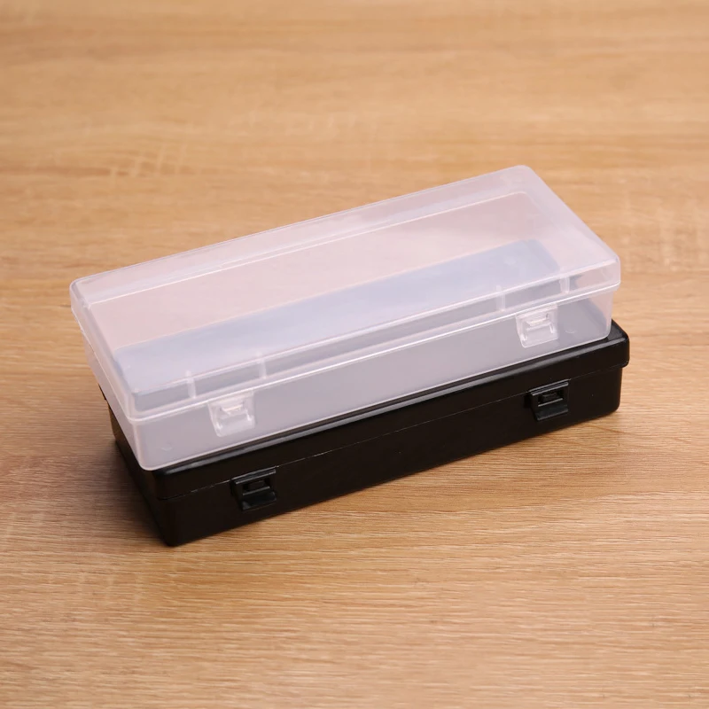 Transparent Plastic Storage Box Rectangle Organizer Stickers Desktop Container Snap Dustproof Durable Jewelry Case