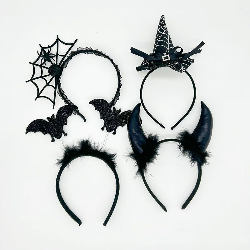 

Halloween Hairband Party Creative Spider Web Witch Hat Prom Headband for Halloween Ghost Festival Decoration Bat Devil Head Hoop