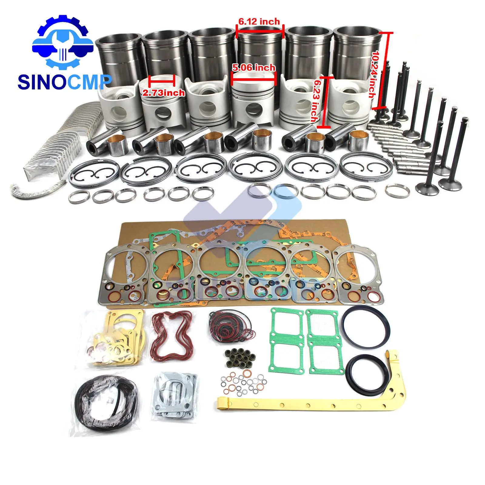 6D22 6D22T Engine Rebuild Kit for Mitsubishi KATO Kobelco Excavator K203 Crane