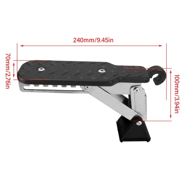 Adjustable 7 Position Car Door Step Pedal Foldable Car Door Latches Step Metal Door Step 240mm for Easy Roof Rack Access