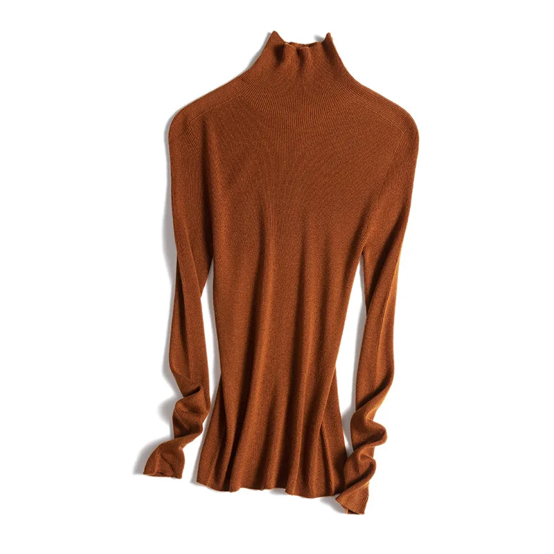 Birdtree 18G 100%Pure Wool Basic Lining Undershirt Turtleneck Long Sleeve Warm Women Thin Sweater Comfortable Winter T3D154QM