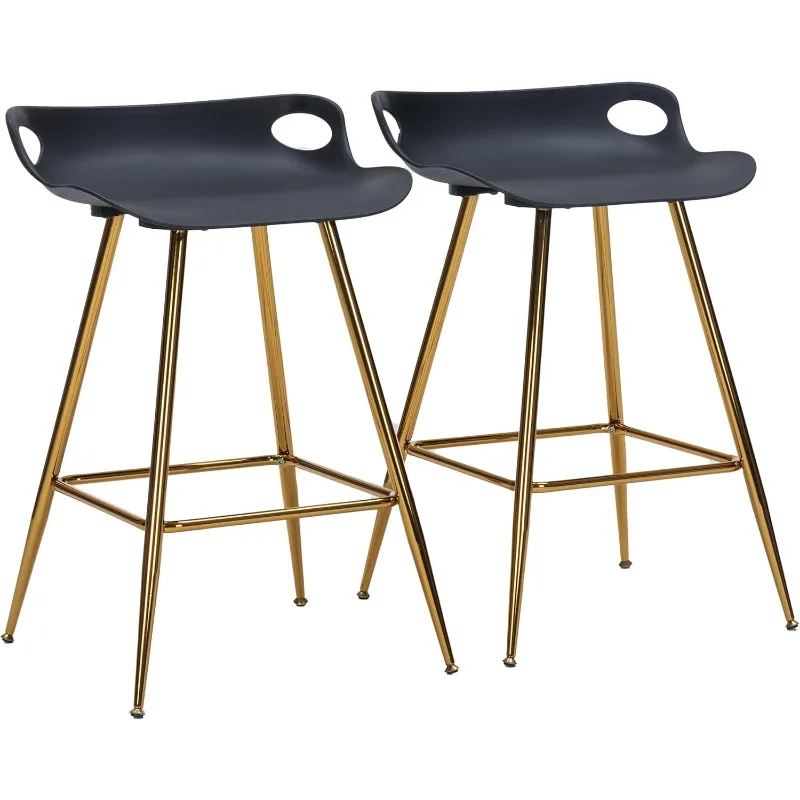 Schwarze Barhocker 2er-Set, goldene Barhocker 2er-Set.
