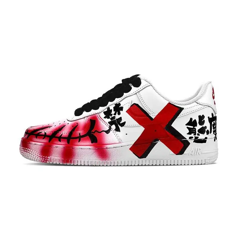 

[Custom The female super villain clown is black and red]Nike Air Force 1 Skateboard Shoes Women's Low-Top Black White Red