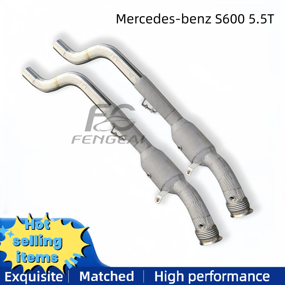 

Stainless steel downpipe exhaust with heat shield for Mercedes-Benz S600 5.5T 2005-2012 high quality exhaust system catalytic co