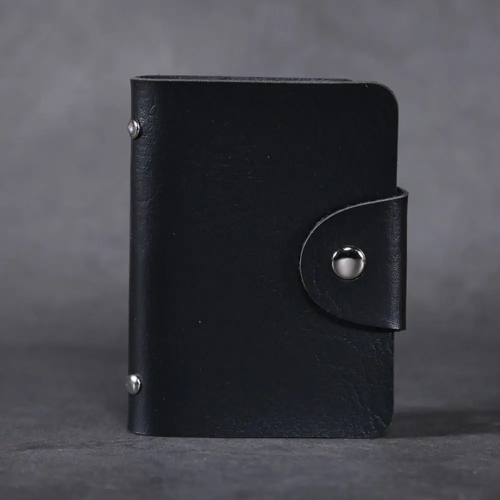 Portable 24 Slots Bits Card Holder Bag Simple PU Pocket Case Leather Card Holder Solid Color Credit ID Card Organizer