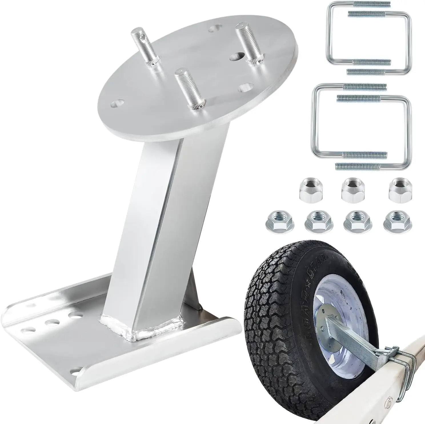 

Усиленное никелированное стальное крепление для запасного колеса для прицепов, подходит для колес с 4-6 креплениями и межосевым расстоянием 4,5-5 дюймов, простая установка