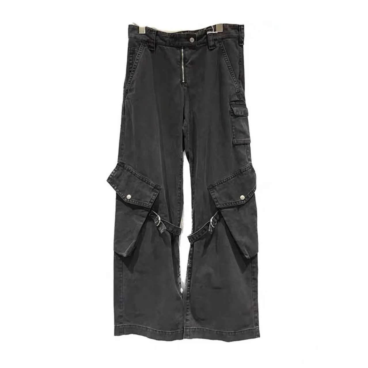 New Tide Brand Studio Washed Multi-pocket Tooling Trousers Casual Loose Hip Hop Joker Straight Men Women Baggy Jeans Streetwear