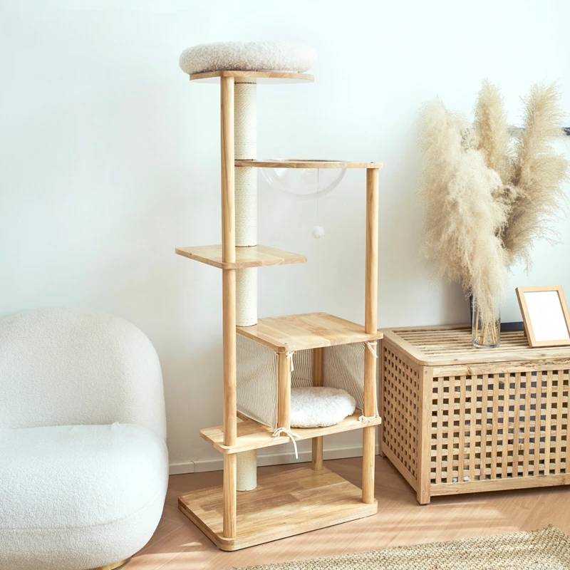 

Square Solid Wood Cat Climbing Frame Does Not Take Up Space Small Cat Rack Claw Grinding Cat Nest All-in-one Corner