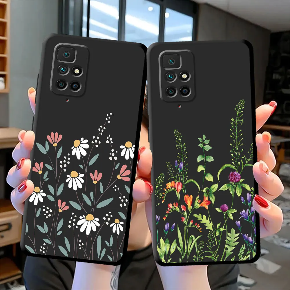 Phone Case for Xiaomi Mi 11T 13 12T 11 Lite CC9 Pro 10T Pro 12 Lite Note 10 13 Pro 12T Pro Cover Black Soft Flower Armor Shell