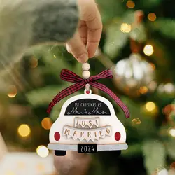 First Christmas Married Ornament Marriage Wedding Keepsake Romantic Wedding Car Ornament Just Married Couple Car Ornament Our