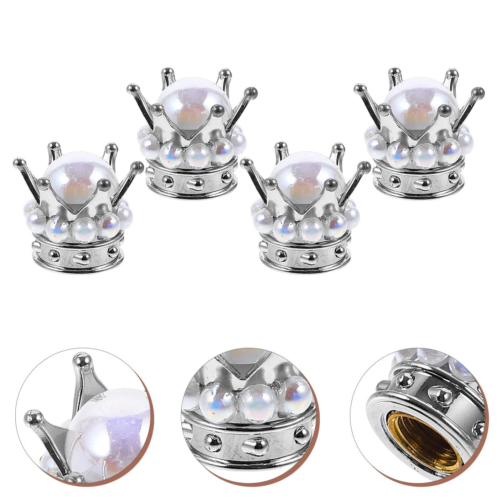 4 Pcs Valve Cap Truck Accessories Car Tire Caps Crown Stem Core for Tyres Copper Valves