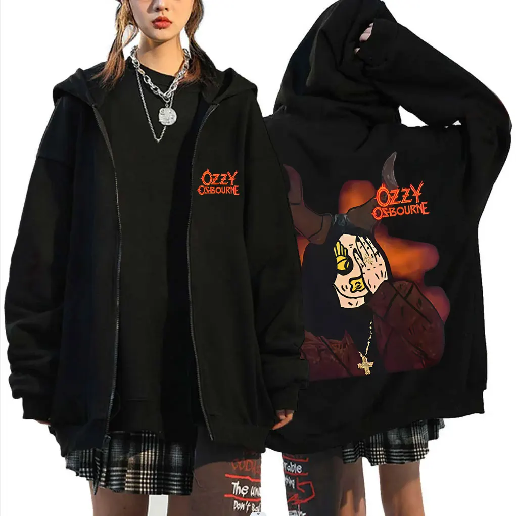

Rock Band Black Sabbath Ozzy Osbourne Back To The Beginning Zipper Hoodie Men Women Vintage Heavy Metal Oversized Zip Up Jacket
