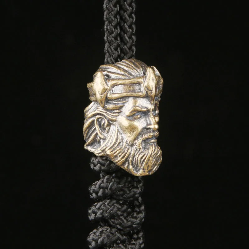 Brass Skull King EDC Knife Pendant Vintage Paracord Spacer Bead DIY Jewelry Charm Keychain Hanging Ornament Handmade Accessory