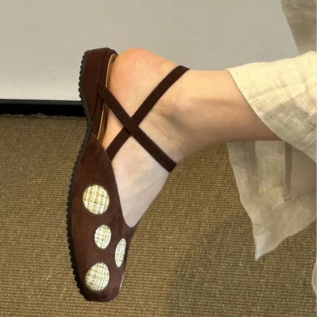 Round Headed Shallow Mouth Sandals Wave Design High Heels Vintage Versatile Sandals Comfortable Commute Summer Shoes Design Shoe