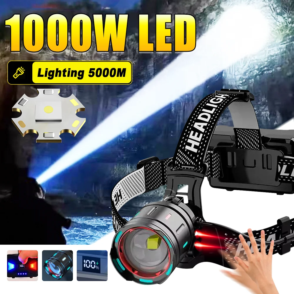 

Strong Light Headlight USB Rechargeable Powerful LED Headlamp Ultra Bright Head Flashlight Zoom Long Range Camping Fishing Light
