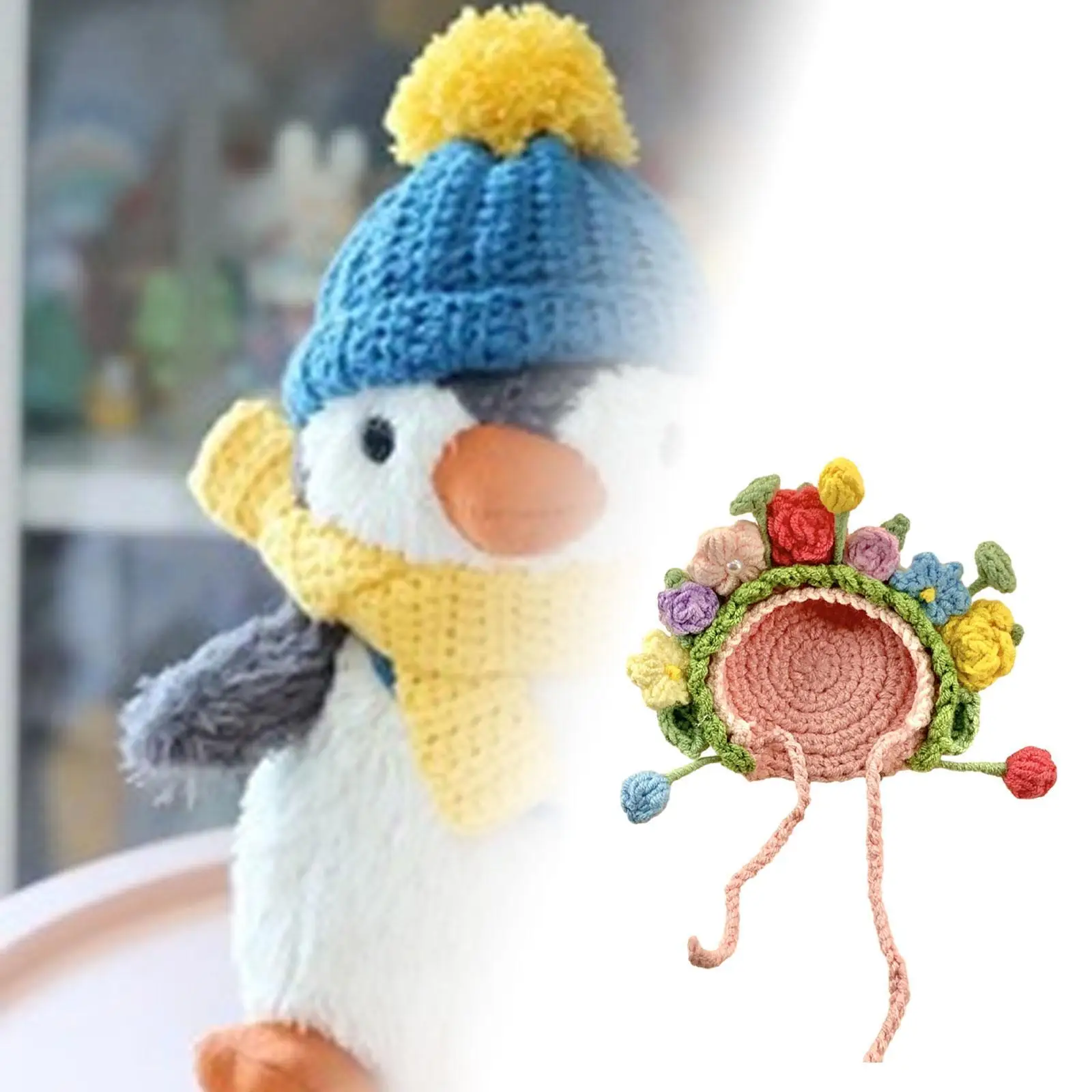 

Knitted Floral Headgear Cover Hood Outfits Accessory Adorable 10x9cm Handmade