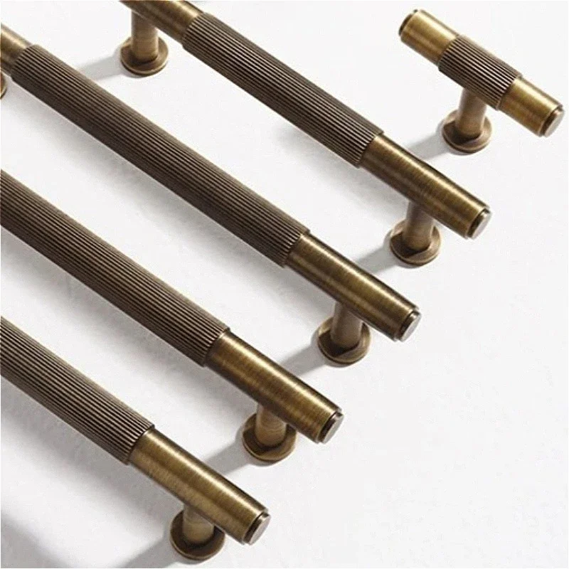 Vintage Furniture Pull Handle Solid Brass Wardrobe Door Handle Antique Brass Cabinet Sideboard Pulls Single-Hole Knob For Drawer