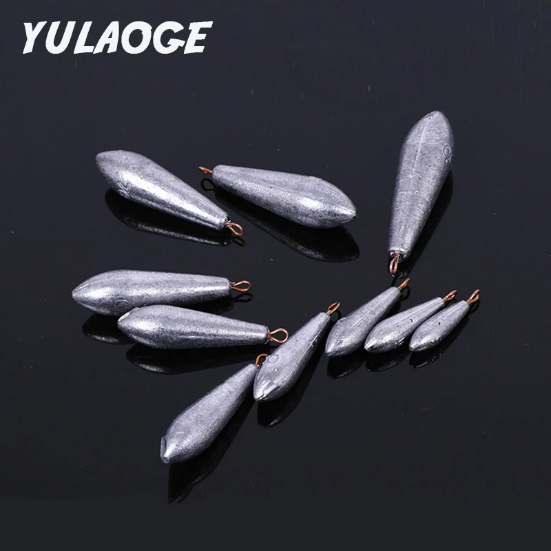 5PCS Leaded head Lead sinkers fishing water drop pendant Willow Leaf Ring Pendant Lead sinkers Sinkers for fishing