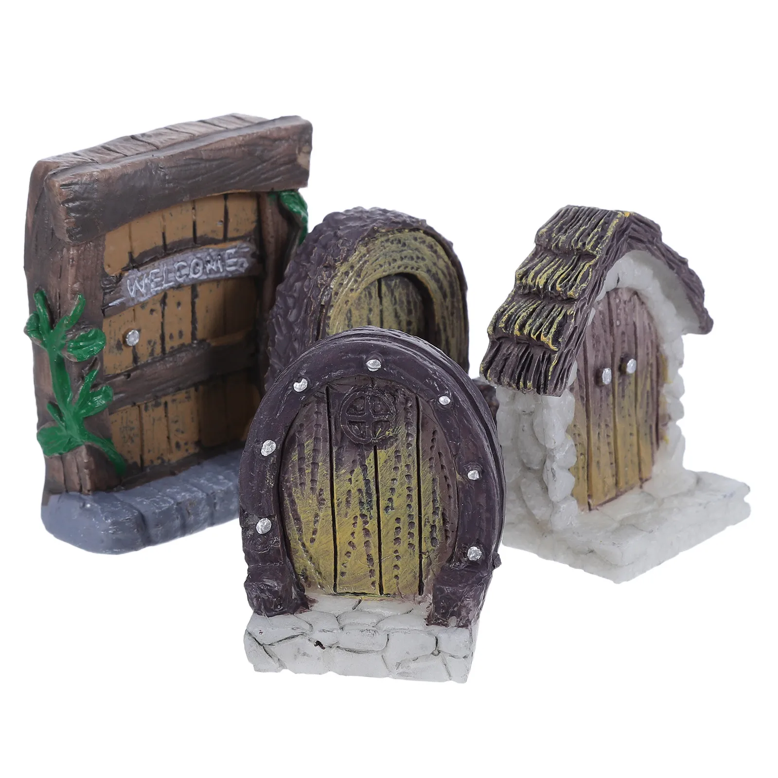 4Pcs Resin Mini Mystical Door Aquarium Accessories Fish Tank Mini Decor Decorations for Tanks Landscaping Fairy Garden Accessory