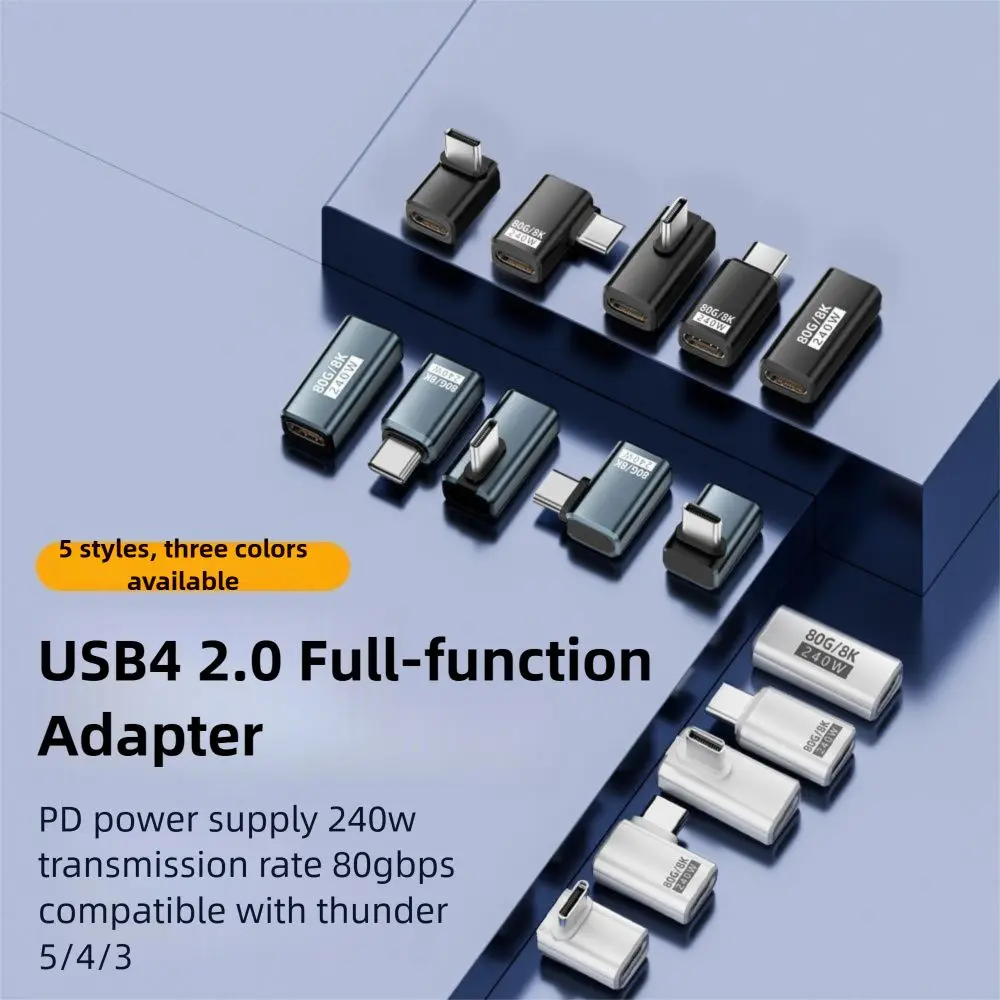 240W Type-C Converter 80Gbps 8K 60HZ USB4 Adapter Data Transmission Male to Female USB-C Extension Connector Mobile Phone