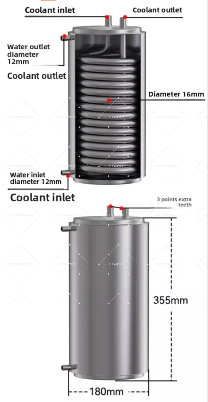 304 Stainless Steel 8L Coil Heat Exchanger 355180180mm Water Cooling Heating Coil Assembly