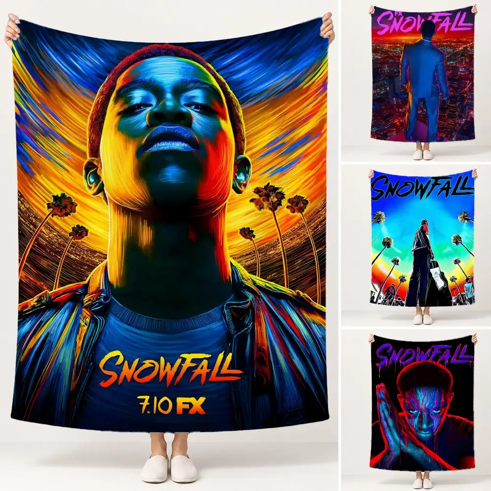 TV Series Snowfall Throw Portable Warm Flannel Throw Blanket for Travel Office Outdoor, Soft Bedspread Gift