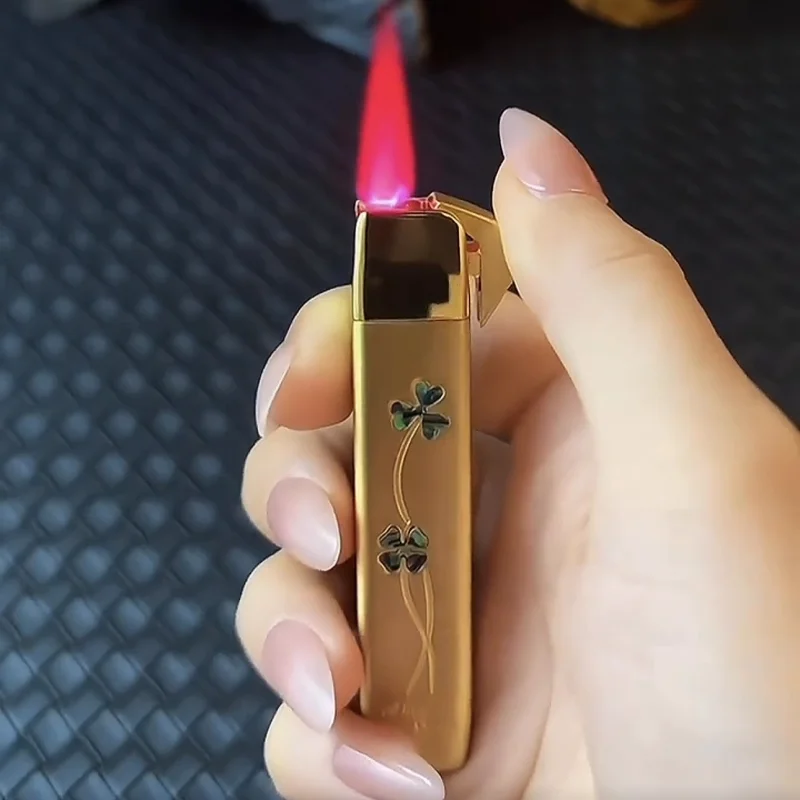 New Mini Metal Inlaid Color Shell Windproof Ignition Type Inflatable Portable Outdoor Lighter Smoking Gift Cigarette Accessories