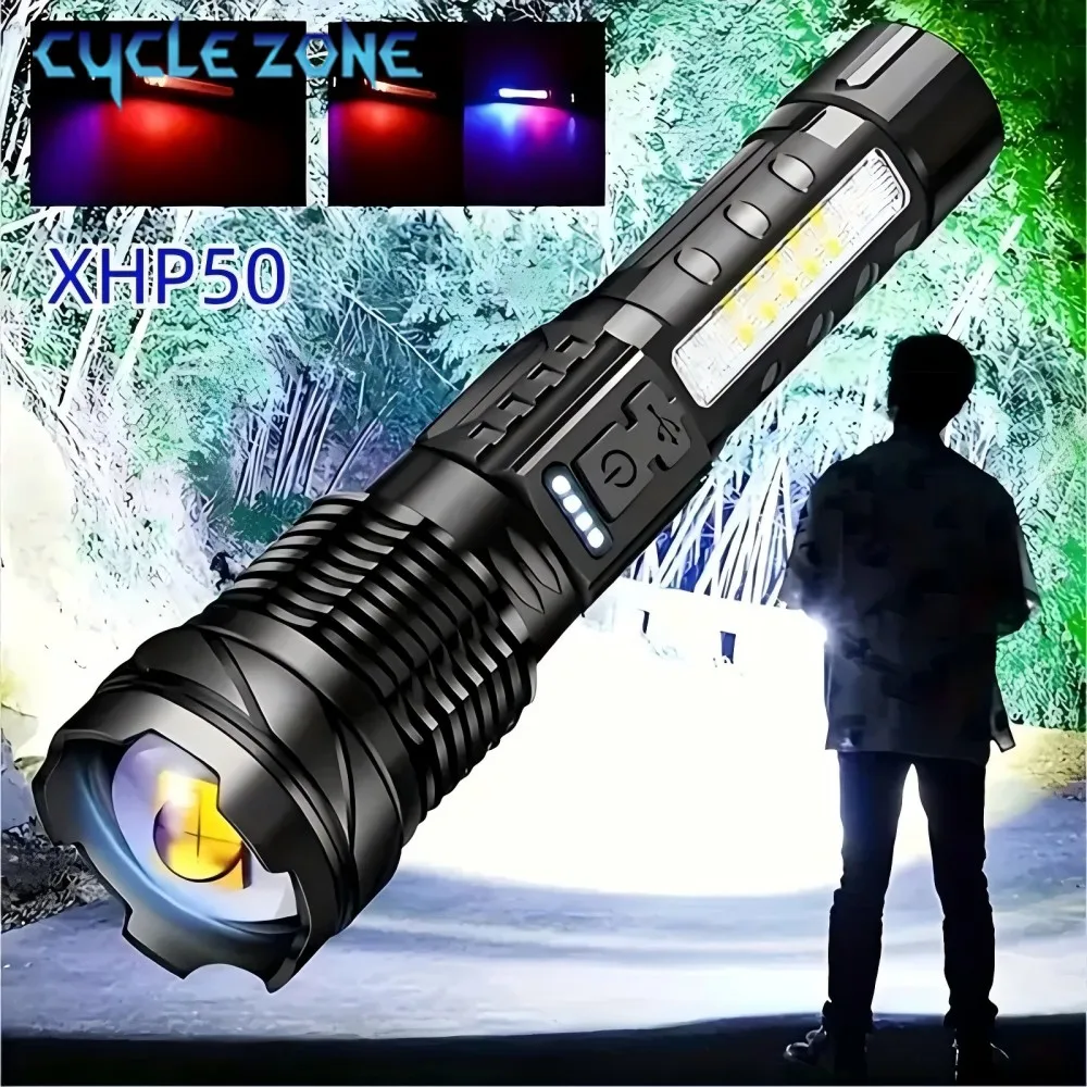 

Powerful XHP50 Flashlight Zoomable Flashlight Handheld Lighting Night Work Emergency Torch for Outdoor Camping Fishing Lantern