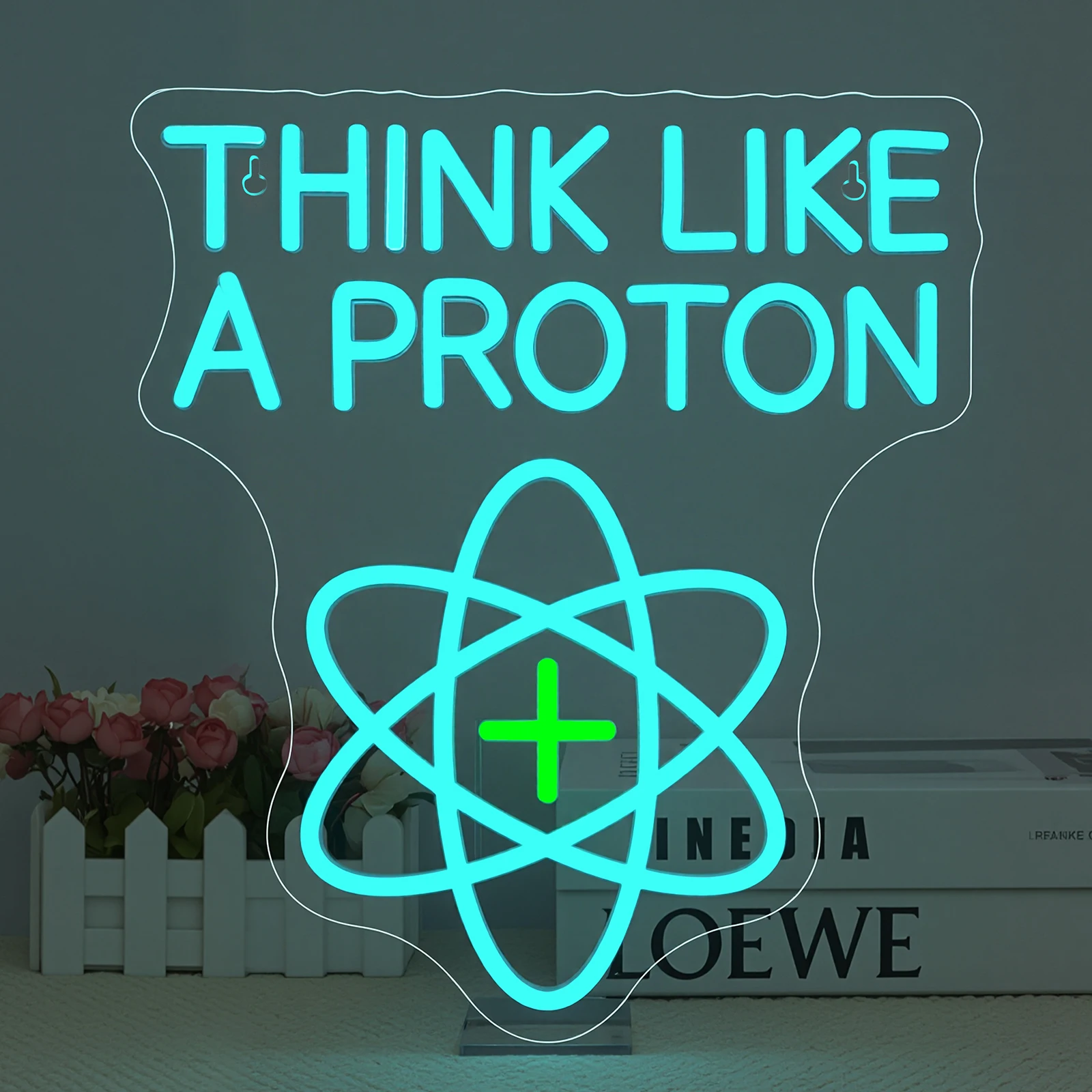 

Think Like A Proton Neon Sign 5/12V USB With Dimmable For Science Themed Room Decor For Students Dorms Offices And Gift Ideas