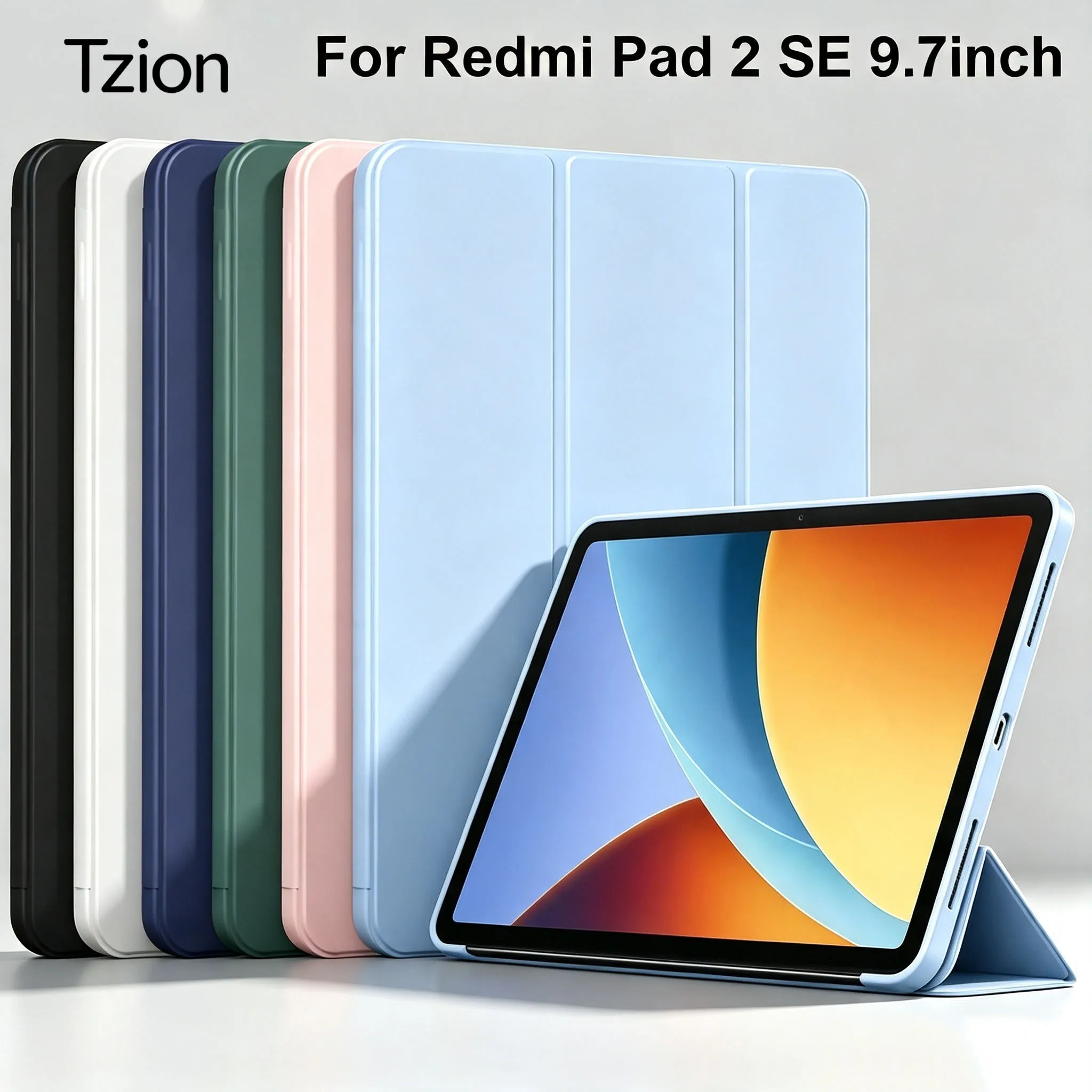 Hülle für Xiaomi Redmi Pad 2 SE 9.7" 2026 PU-Leder Weiche Silikon-Rückabdeckung Klappbarer Ständer Magnetische Auto-Schlaf-/Wachfunktion
