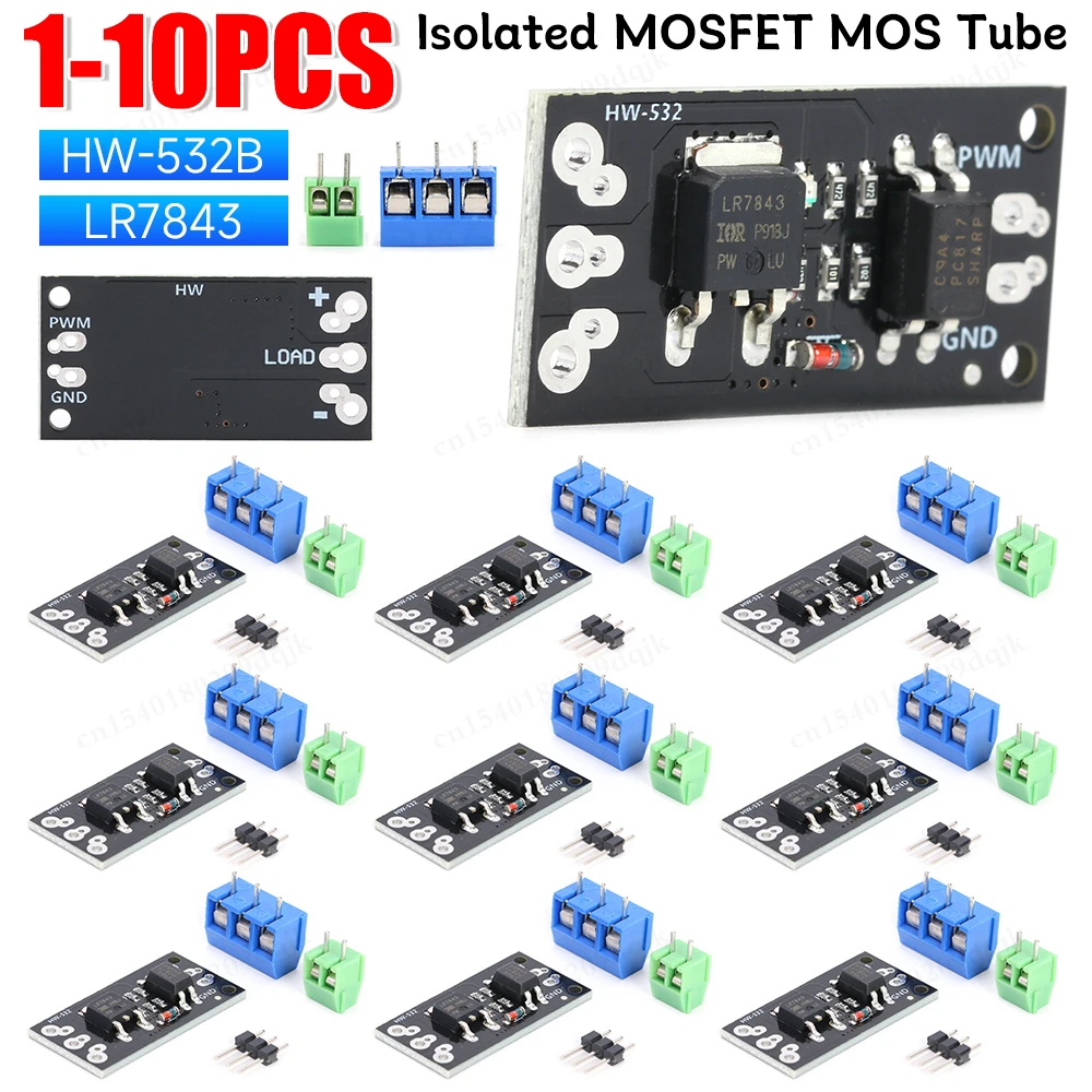 1-10pcs LR7843 Isolated MOSFET MOS Tube FET Module Replacement Relay Board DC5-30V 161A HW-532B FET Module for Arduino