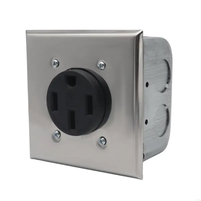 Multipurpose NEMA 14 50R 50A Electrical Receptacle Assembly With Square Metal Box Sliding Covers and Brackets Use - view 4