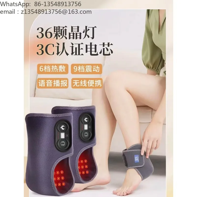 Wireless Heating Ankle Support, Red Light Vibration Foot Brace, Moxa Hot Compress Ankle Massager for Pain Relief
